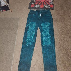 Z cavaricci aqua rock jeans and shirt
